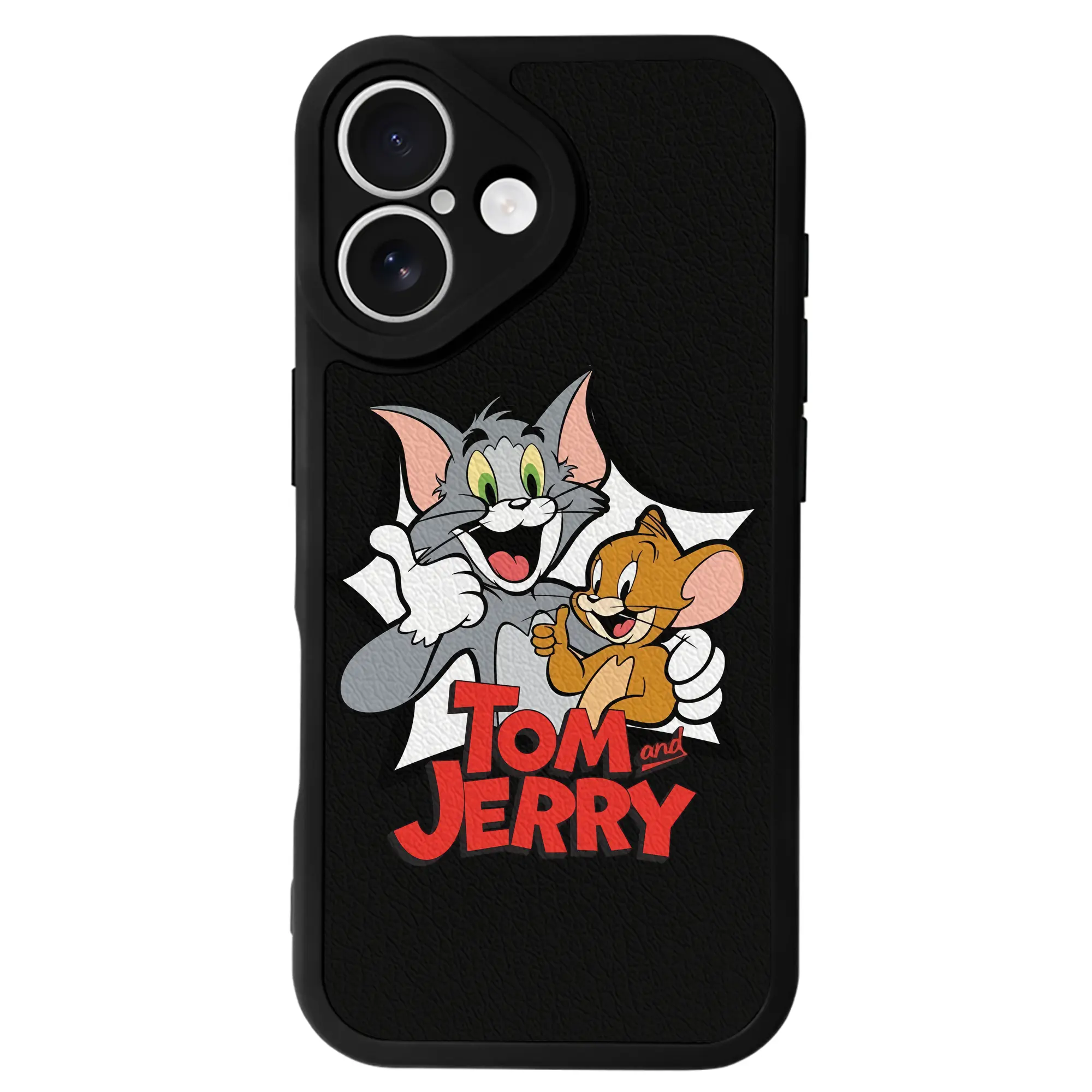 トムとジェリー グッズ ジェリー - IPhone 16シリーズ対応 ・ シリコンスマホケース ・ レザー調 ・ 高精度フィット ・ 耐衝撃 ・ ワイヤレス充電対応 ・ 精密カット